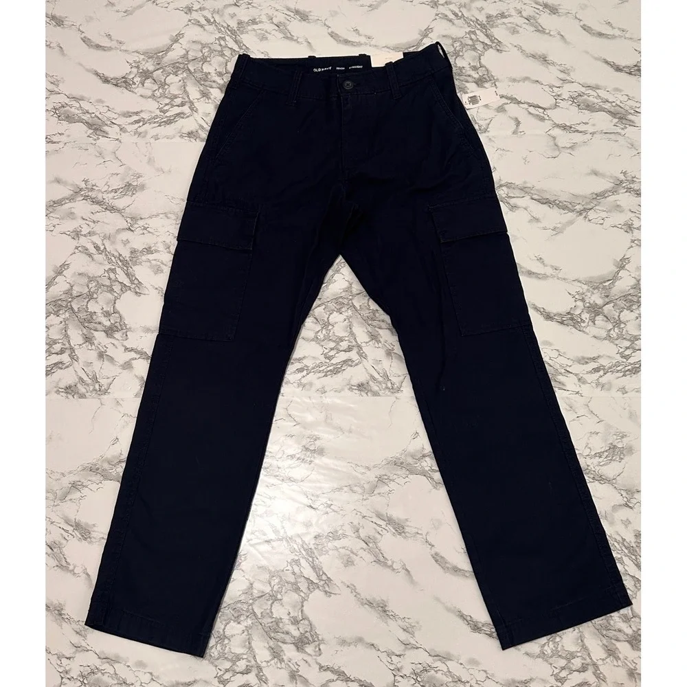 Old Navy Mens Straight Leg Cargo Pants Navy Blue 100% Cotton 29x30 NWT